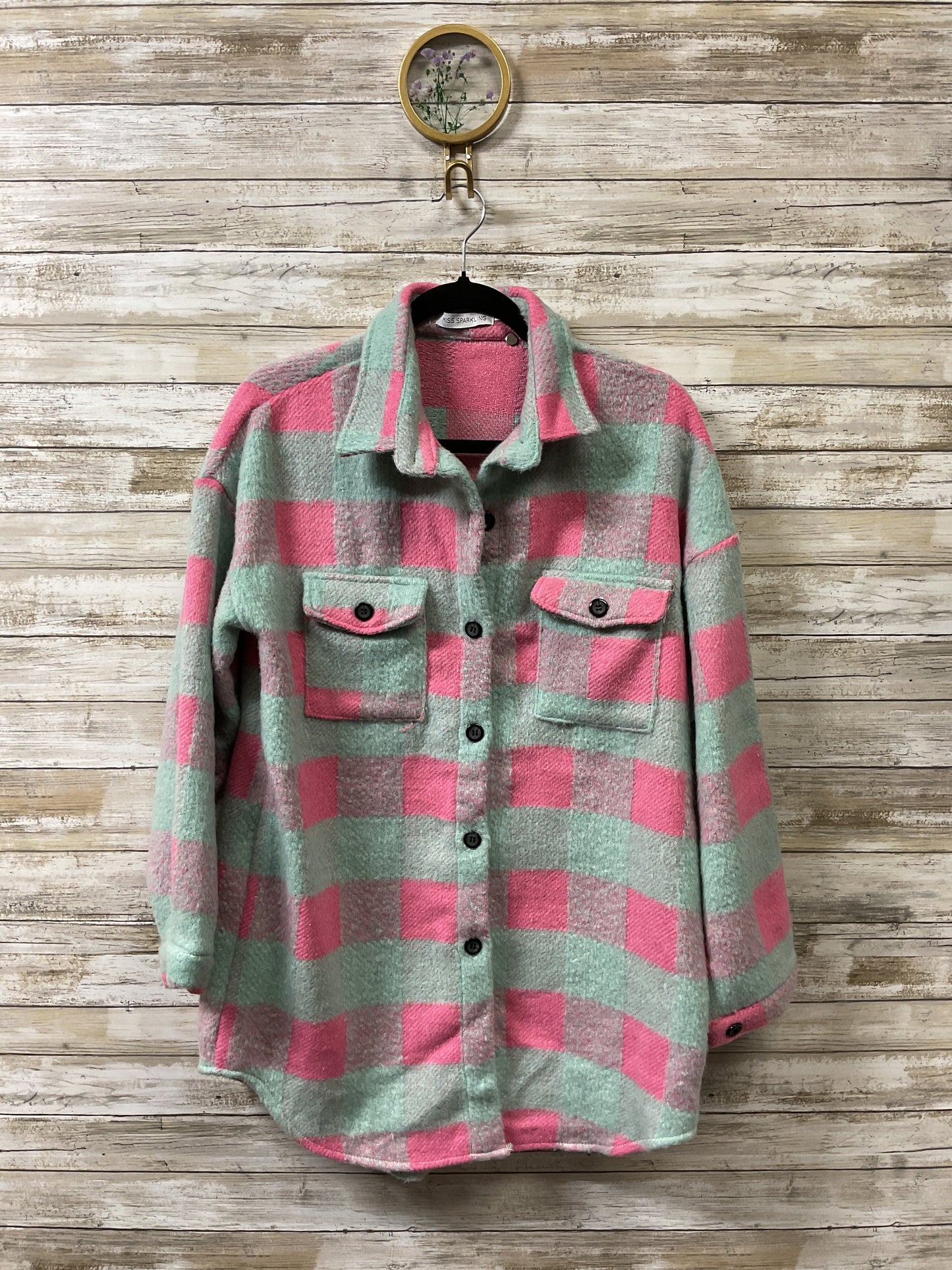 Jacket Shirt By Cme In Blue & Pink, Size:L