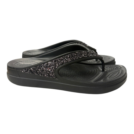 Sandals Flip Flops By Crocs In Black, Size:10
