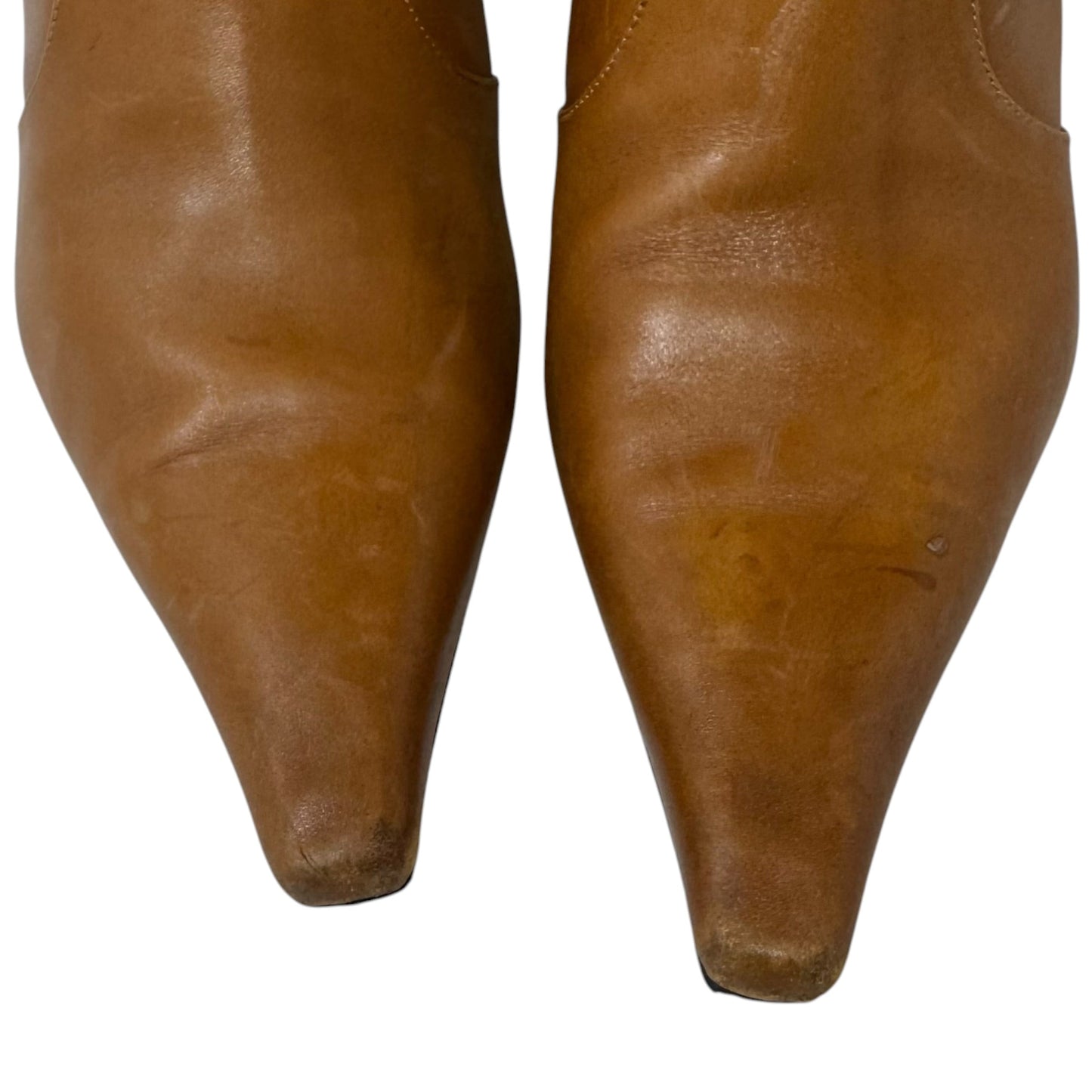 Leather Knee High Heel Boots Designer By Sergio Rossi In Tan, Size: 7