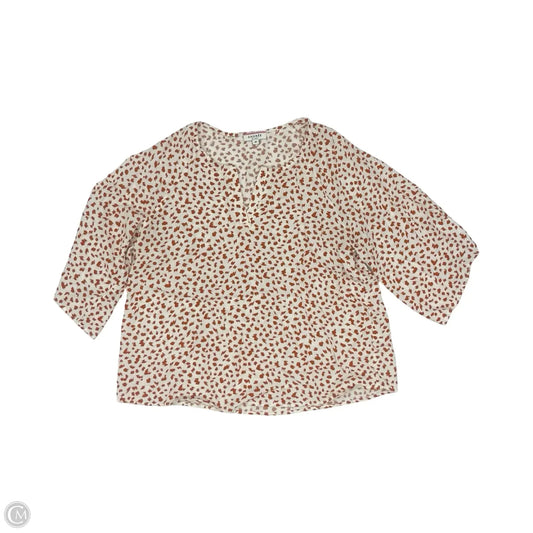 Blouse 3/4 Sleeve By Andree By Unit In Brown & White, Size: M