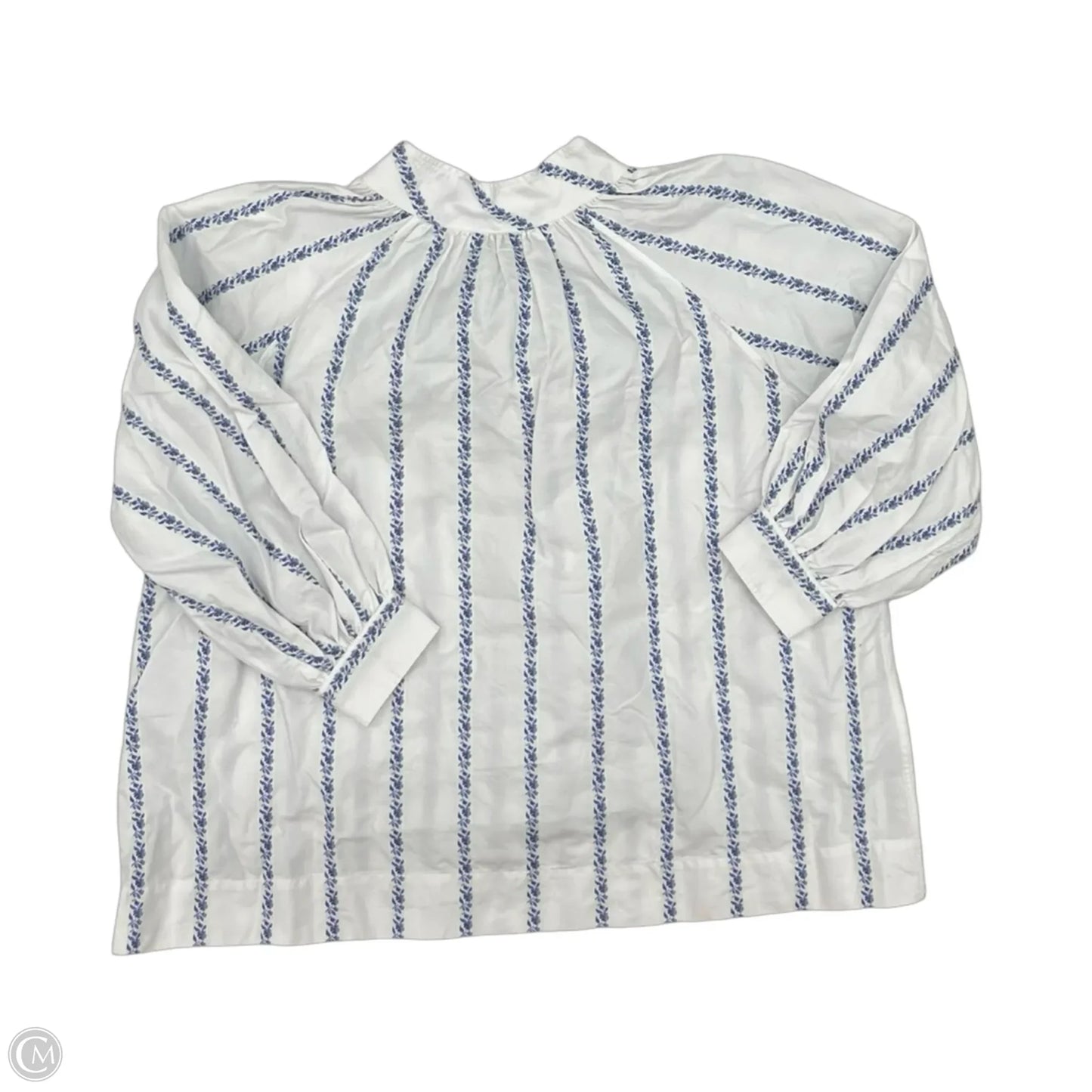 Blouse Long Sleeve By Clothes Mentor In Blue & White, Size: S