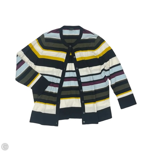 Sweater Cardigan By Ann Taylor In Striped Pattern, Size: Xl