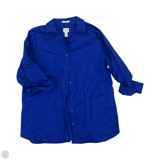 Blouse 3/4 Sleeve By Chicos In Blue, Size: L
