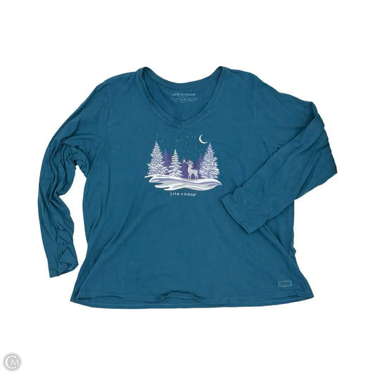 Top Long Sleeve By Life Is Good In Blue, Size: Xxxl