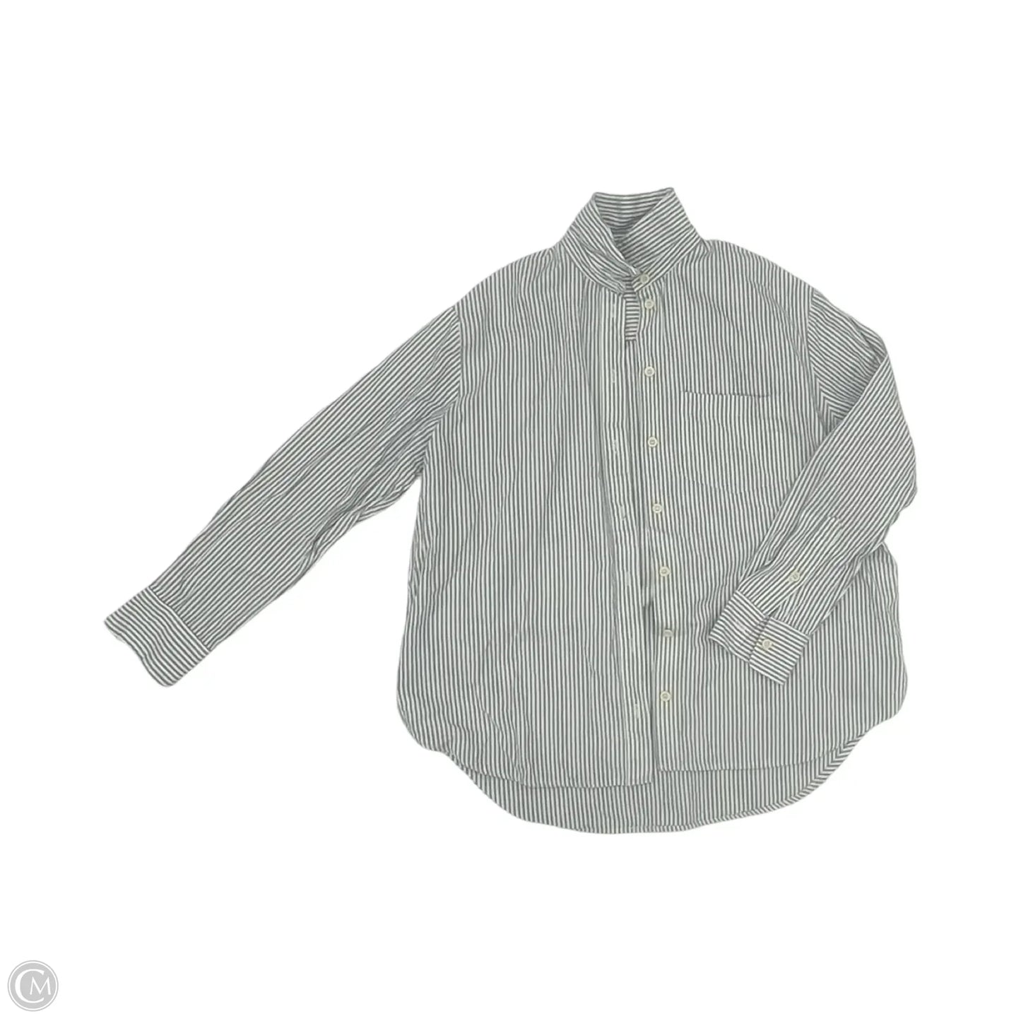 Top Long Sleeve By Madewell In Blue & Cream, Size: S