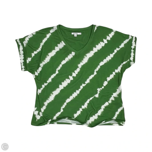 Top Short Sleeve By Chicos In Green & White, Size: L