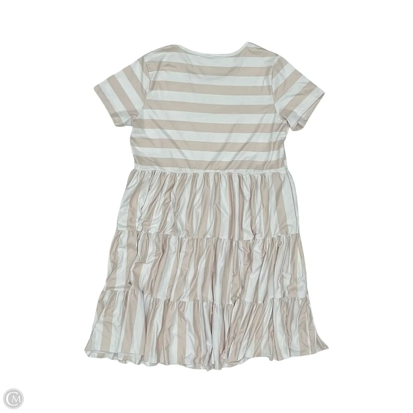 Dress Casual Midi By Cmf In Tan & White, Size: 2x