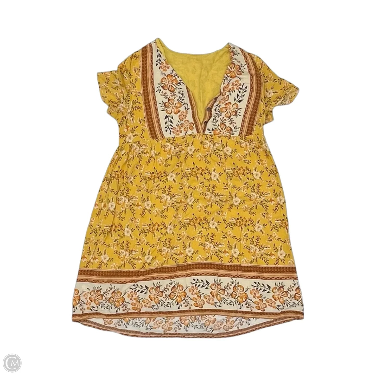 Dress Casual Short By Cmf In Orange & Yellow, Size: S