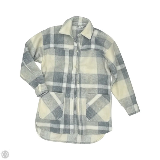 Jacket Shirt By Dsg Outerwear In Blue & Cream, Size: Xxs