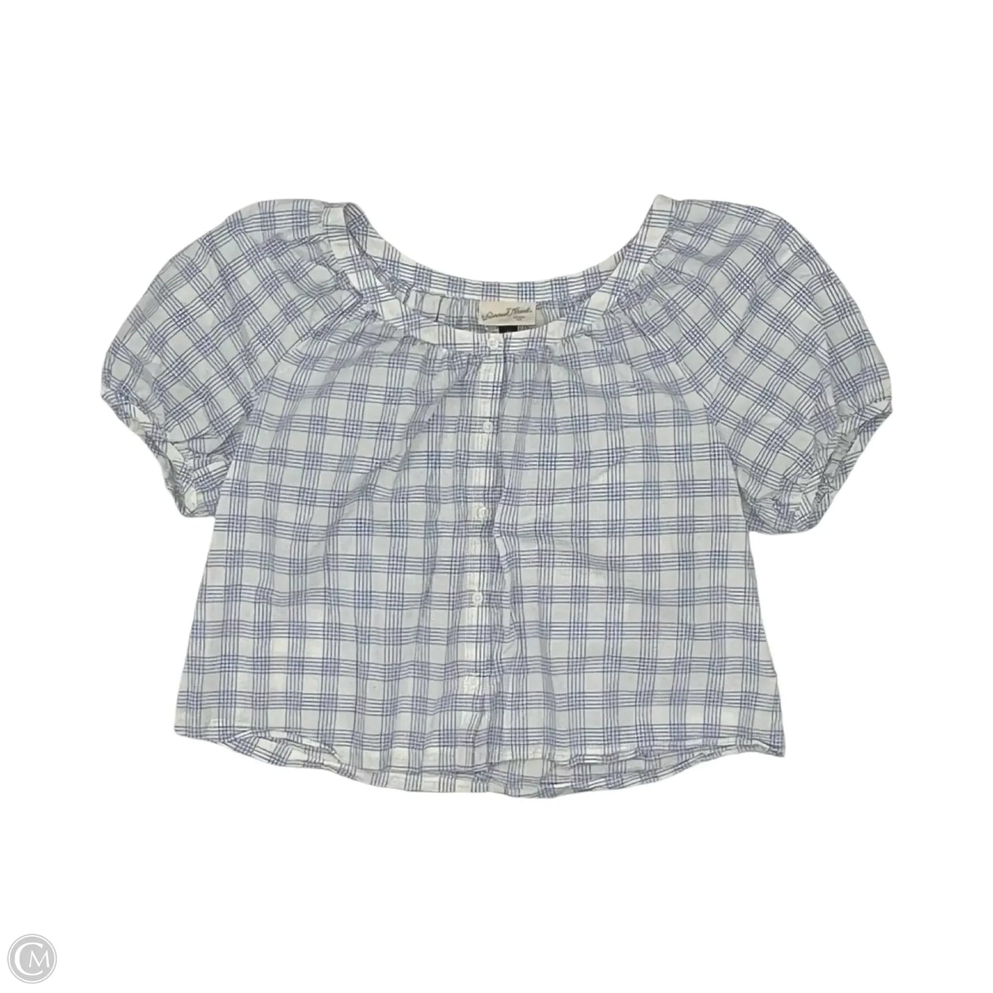 Blouse Short Sleeve By Universal Thread In Blue & White, Size: S