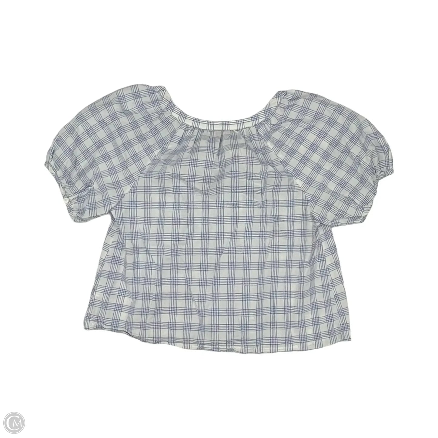 Blouse Short Sleeve By Universal Thread In Blue & White, Size: S
