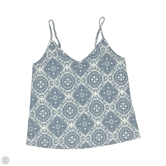 Blouse Sleeveless By Cmf In Blue & Cream, Size: S