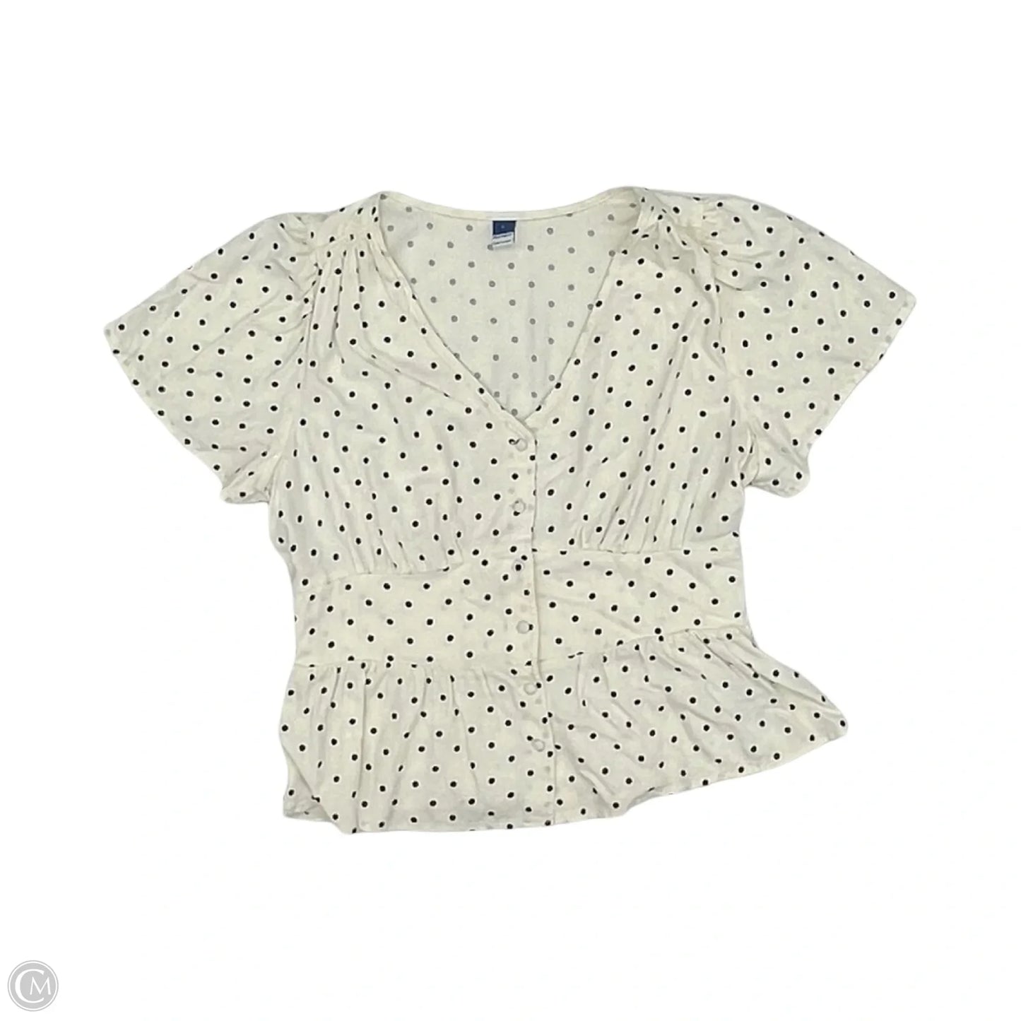 Blouse Short Sleeve By Old Navy In Polkadot Pattern, Size: L