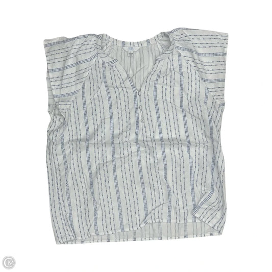 Blouse Short Sleeve By Time And Tru In Blue & White, Size: L