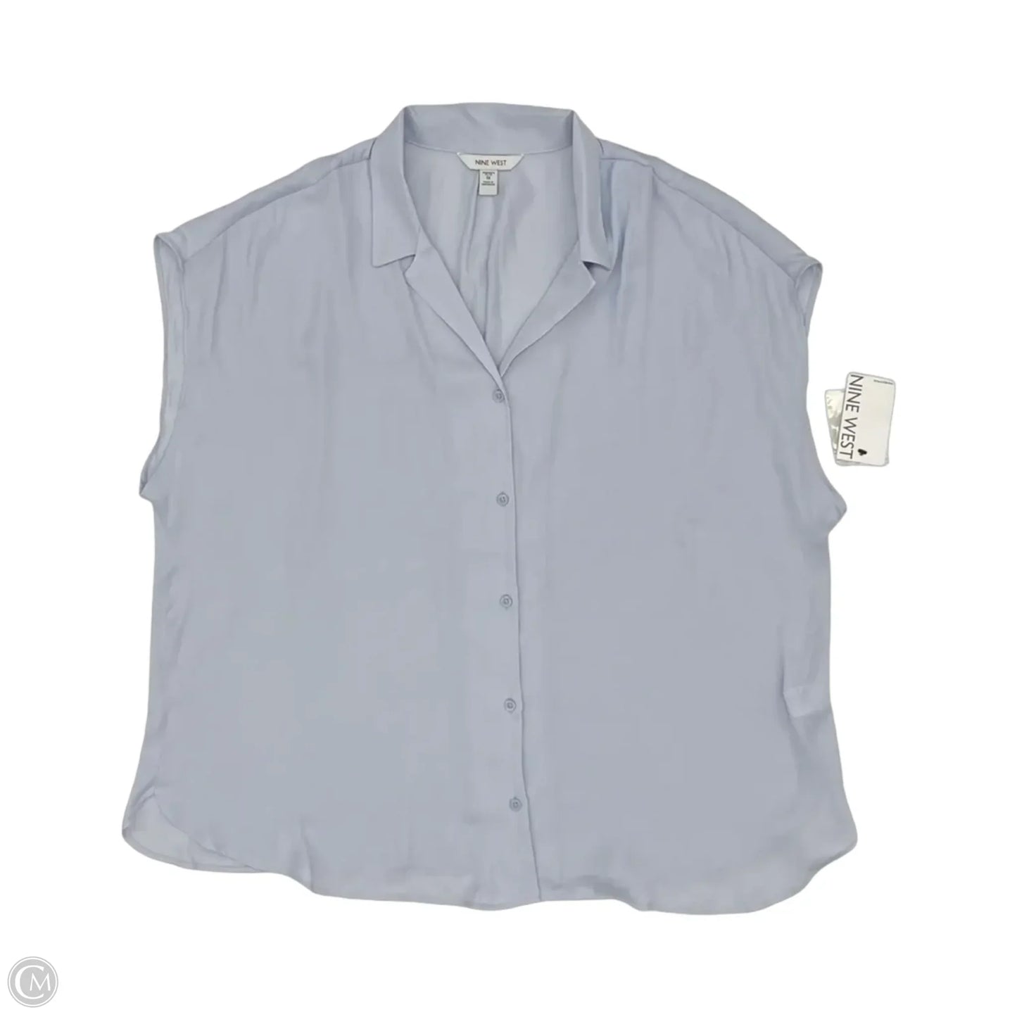 Blouse Short Sleeve By Nine West In Blue, Size: 1x