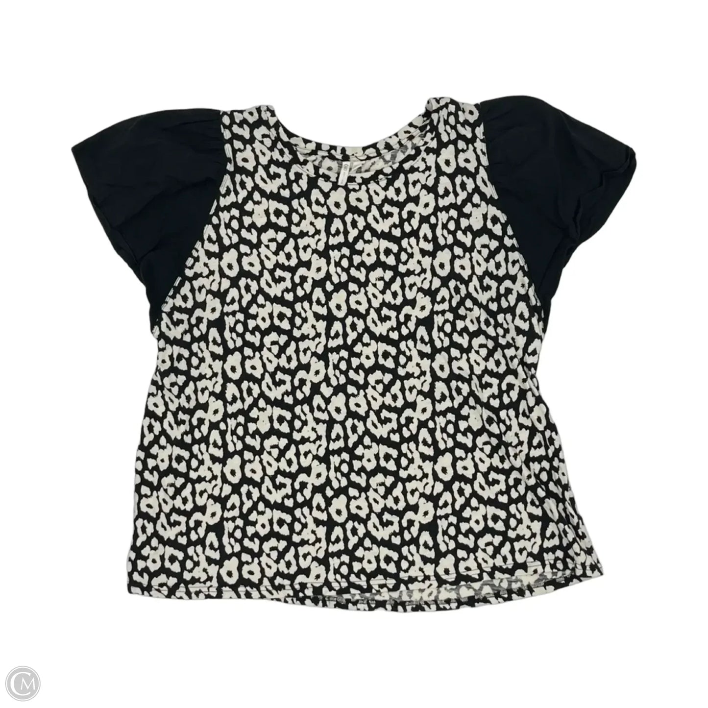 Blouse Short Sleeve By Cato In Black & Cream, Size: 3x