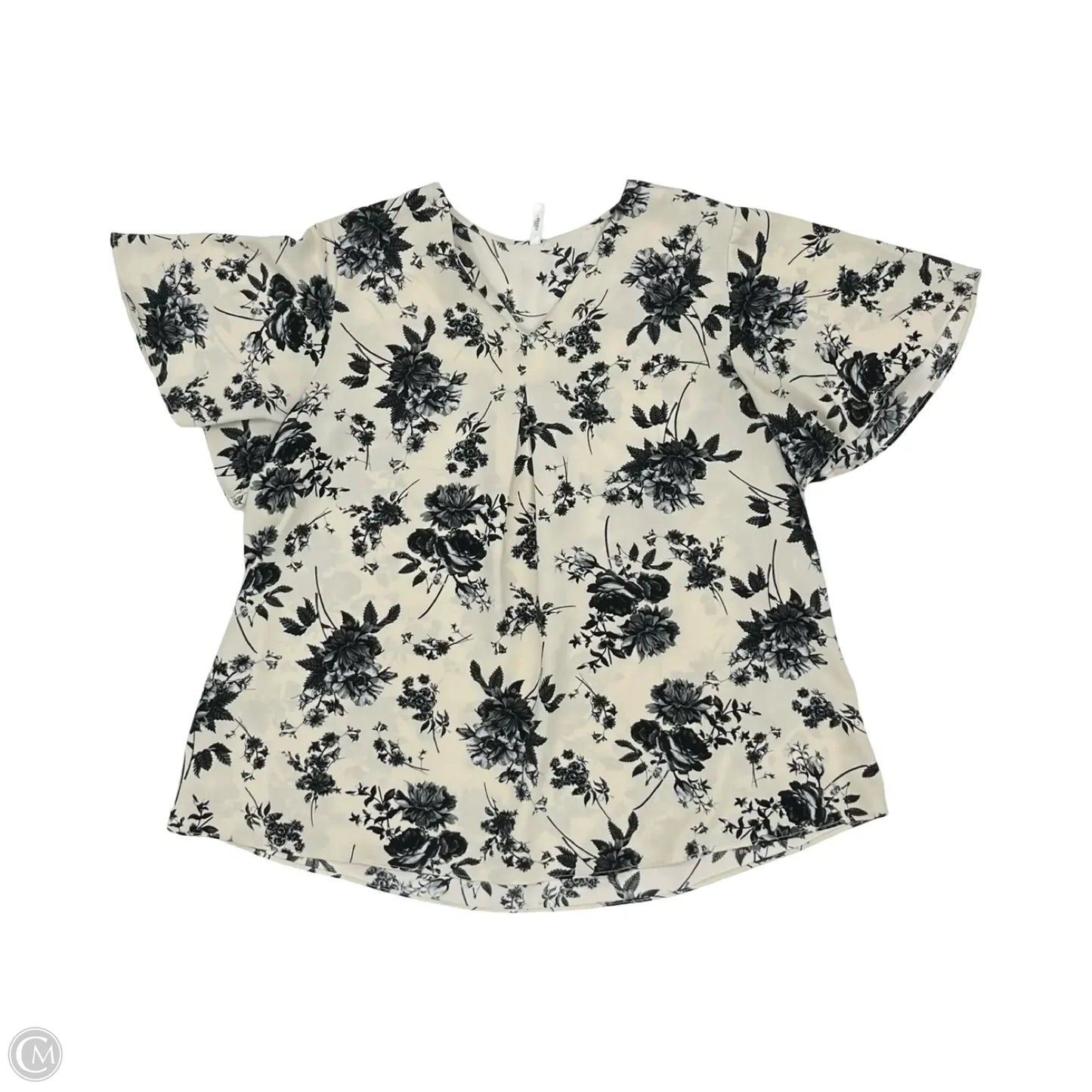 Blouse Short Sleeve By Cmf In Black & Cream, Size: Xl