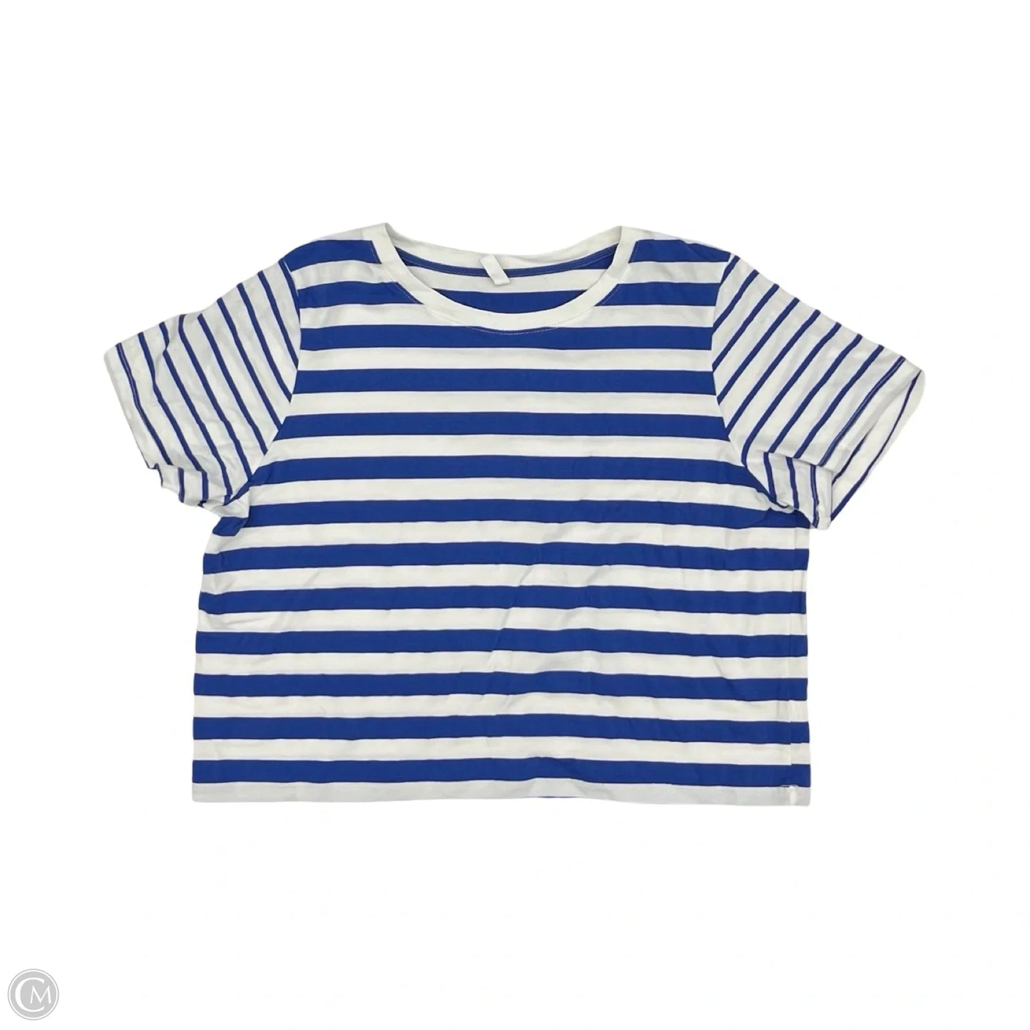 Top Short Sleeve By Wishlist In Blue & White, Size: L