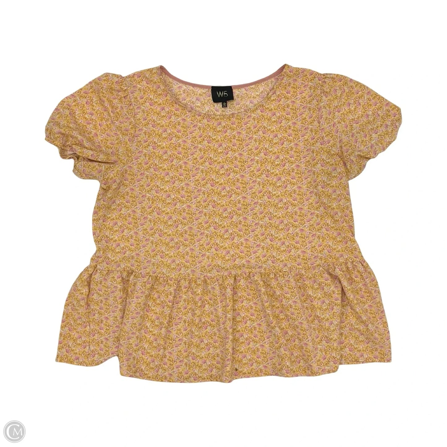 Blouse Short Sleeve By W5 In Pink & Yellow, Size: Xl