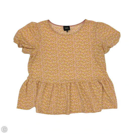 Blouse Short Sleeve By W5 In Pink & Yellow, Size: Xl