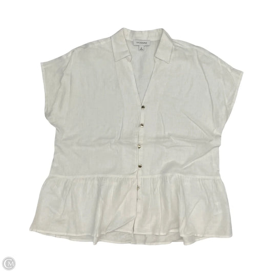 Blouse Short Sleeve By Calligraphie In White, Size: M