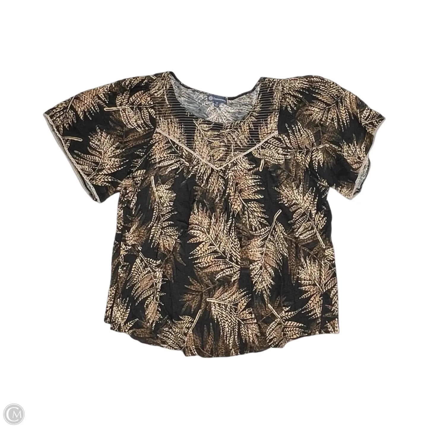 Top Short Sleeve By Democracy In Black & Brown, Size: 2x
