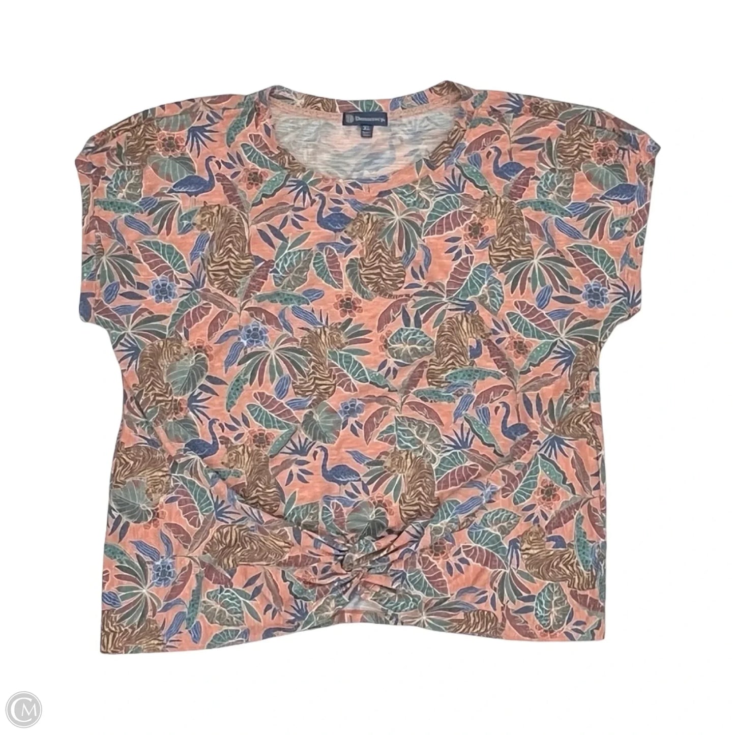 Top Short Sleeve By Democracy In Floral Print, Size: Xl