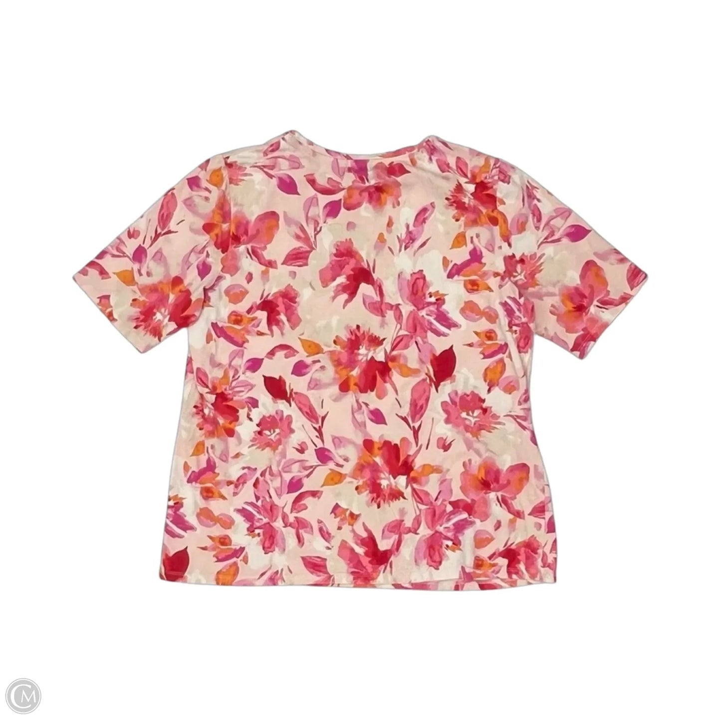 Top Short Sleeve By Isaac Mizrahi In Cream & Pink, Size: M