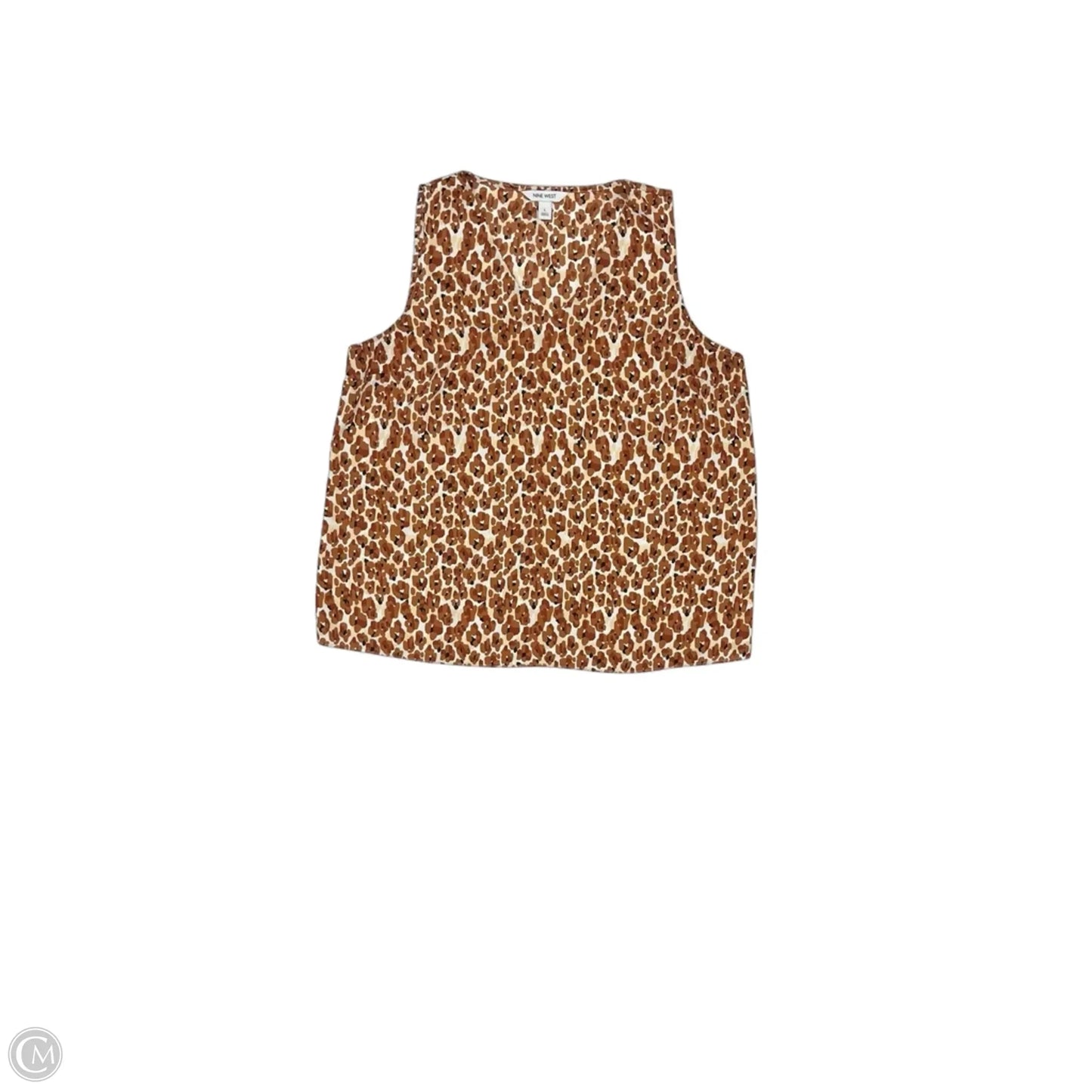 Blouse Sleeveless By Nine West In Brown & Cream