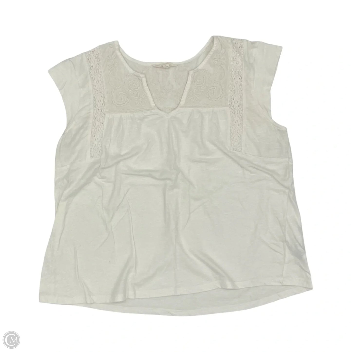 Top Short Sleeve By Lucky Brand In Cream, Size: L