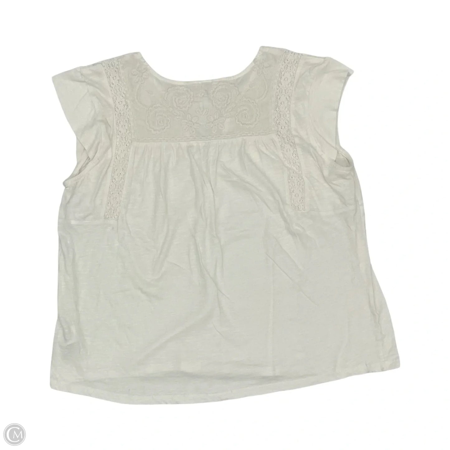 Top Short Sleeve By Lucky Brand In Cream, Size: L