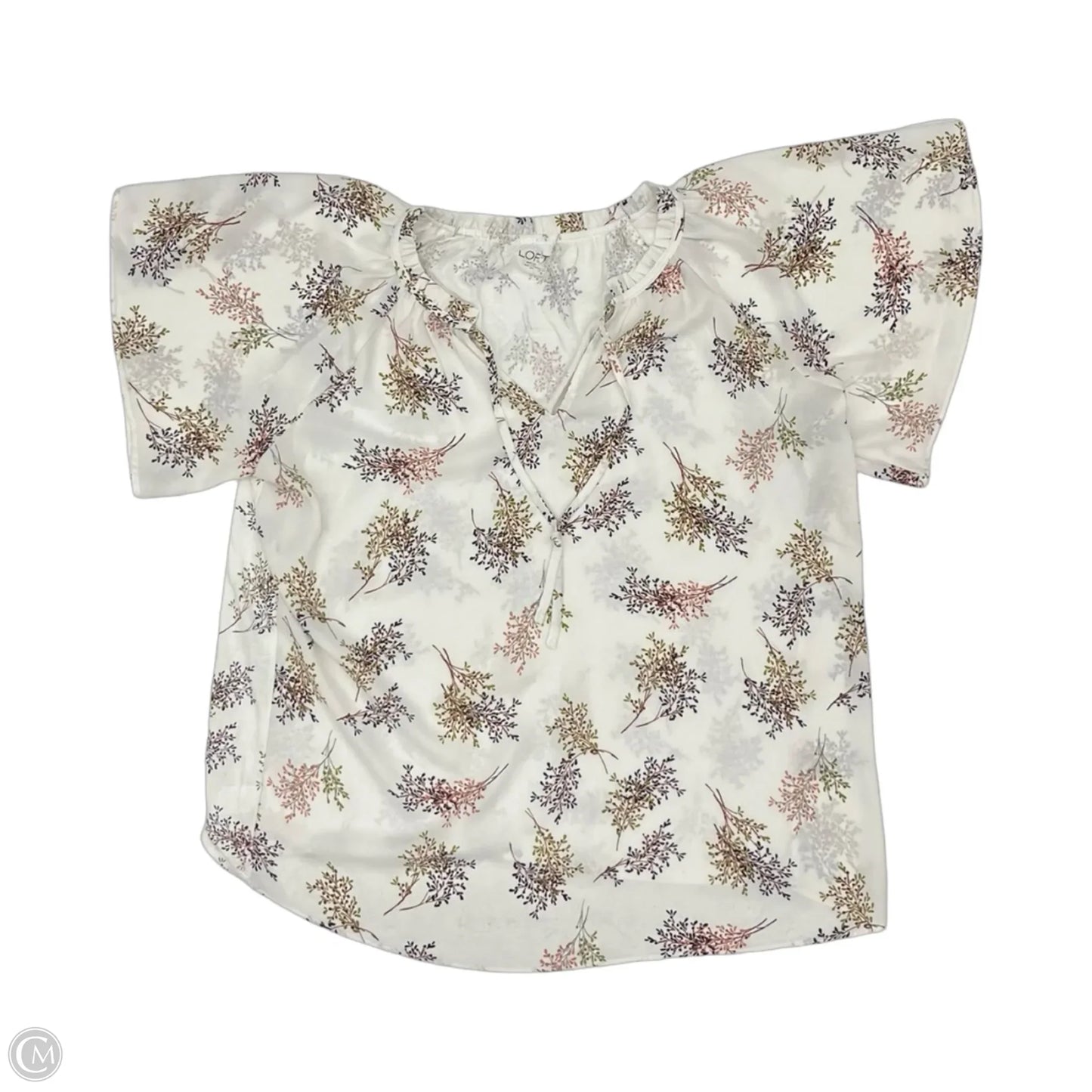 Blouse Short Sleeve By Loft In Floral Print, Size: Xl