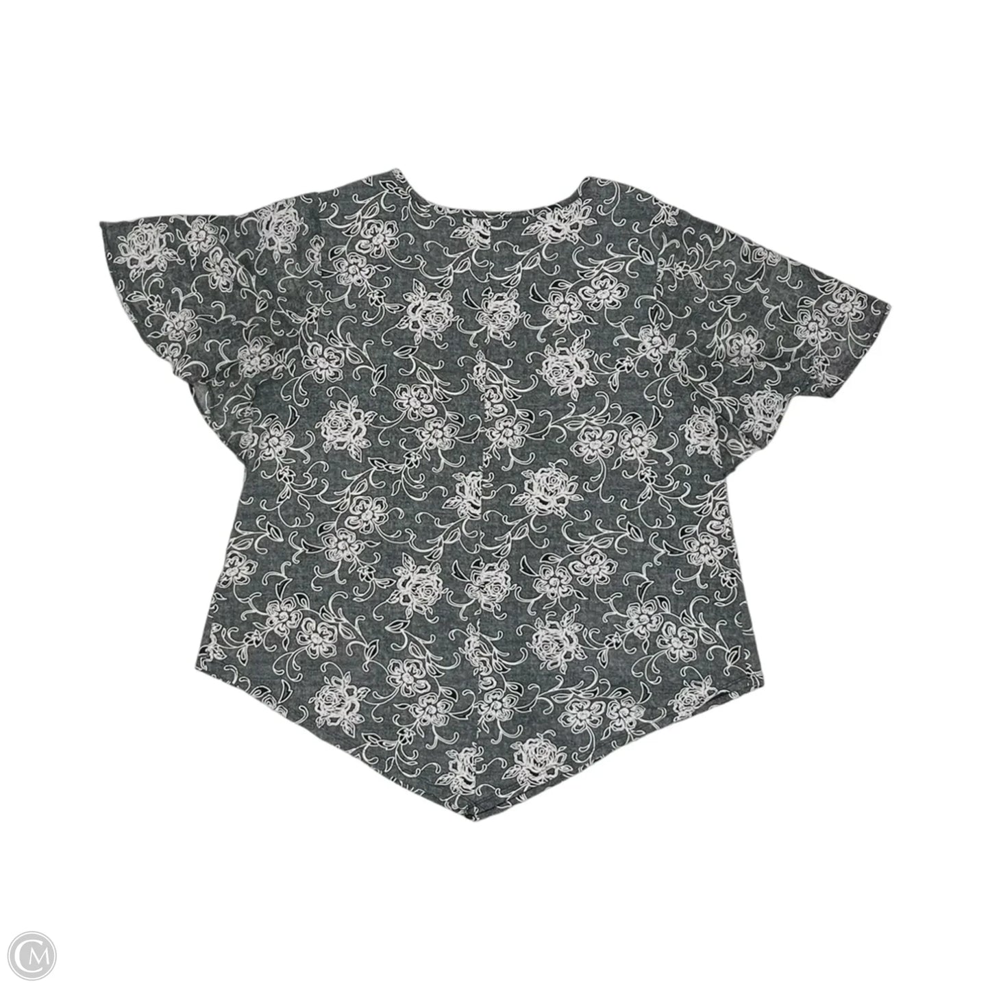 Blouse Short Sleeve By Sami & Jo In Grey & White, Size: L