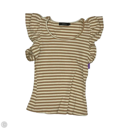 Top Short Sleeve By Zesica In Brown & Cream, Size: L