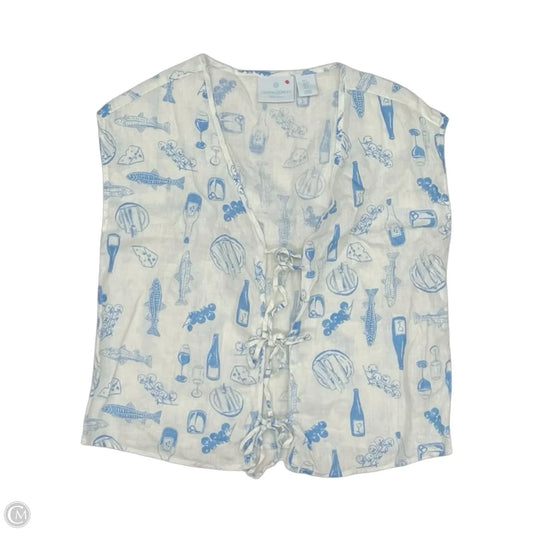 Blouse Short Sleeve By Cynthia Rowley In Blue & White, Size: S