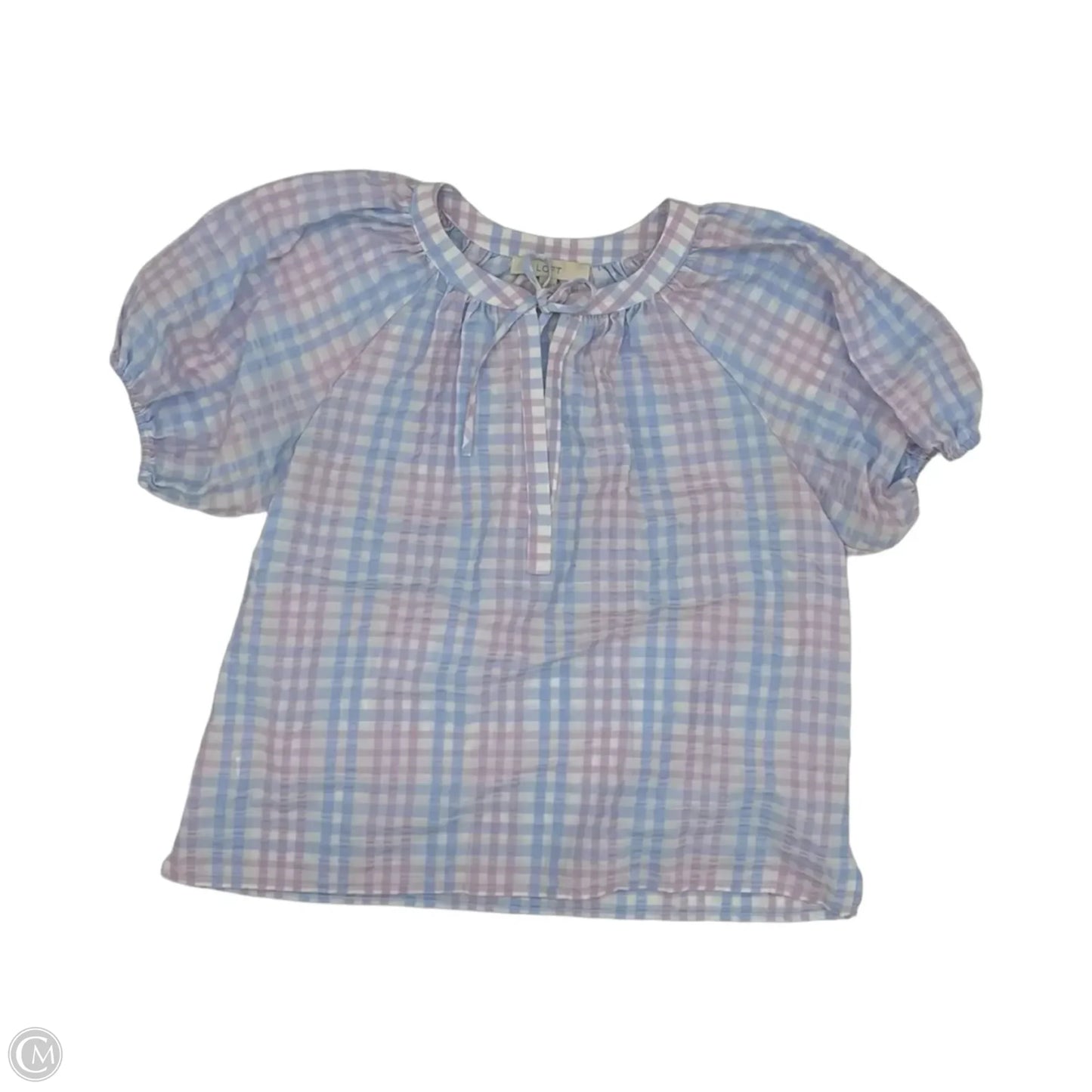 Blouse Short Sleeve By Loft In Blue & Purple, Size: M