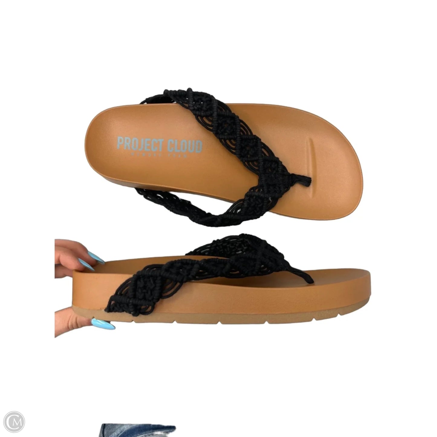 Sandals Flip Flops By Clothes Mentor In Black, Size: 7.5