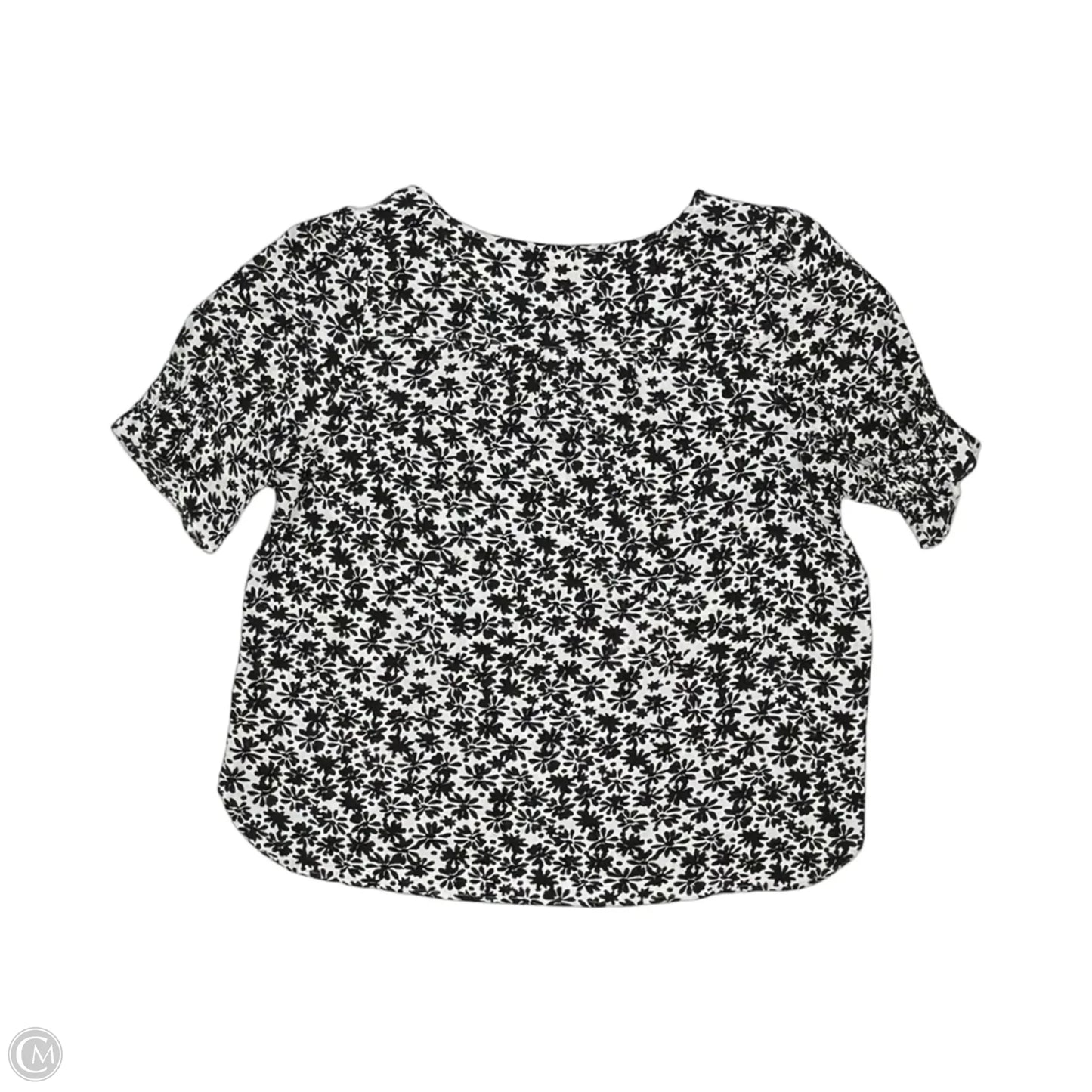 Blouse Short Sleeve By Loft In Black & Cream, Size: L