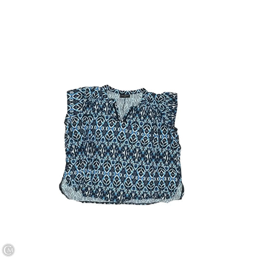 Blouse Short Sleeve By Lane Bryant In Blue & White, Size: 4x