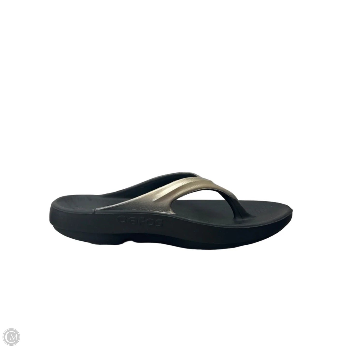 Sandals Flip Flops By Oofos In Black & Tan, Size: 11