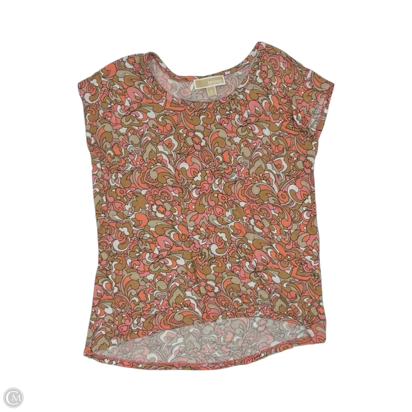 Top Short Sleeve Designer By Michael Kors In Orange & Pink, Size: S