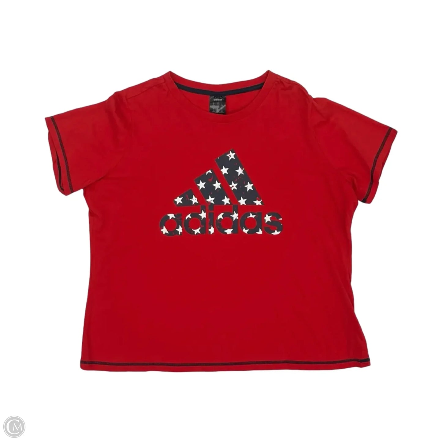 Athletic Top Short Sleeve By Adidas In Red, Size: 2x