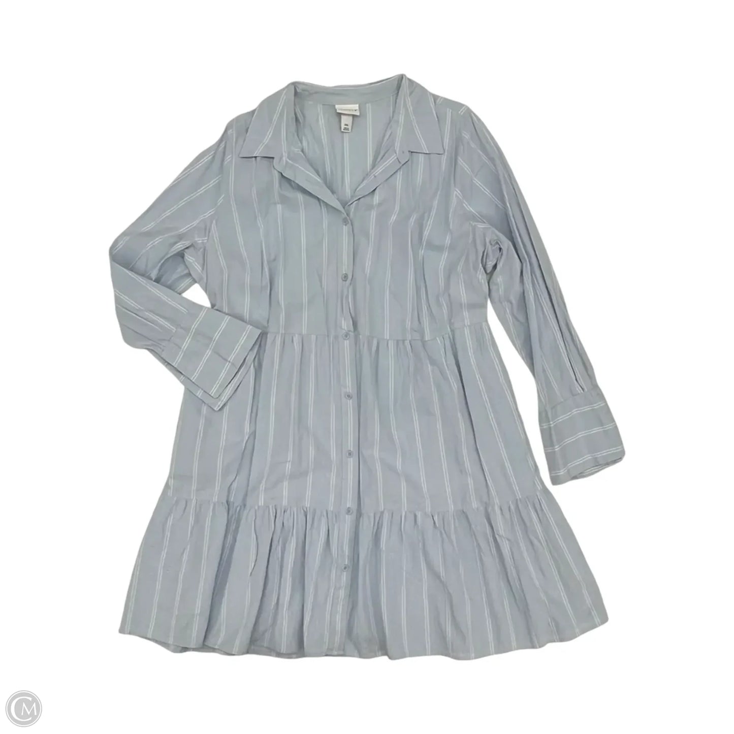 Dress Casual Short By Ava & Viv In Blue & Cream, Size: Xxl