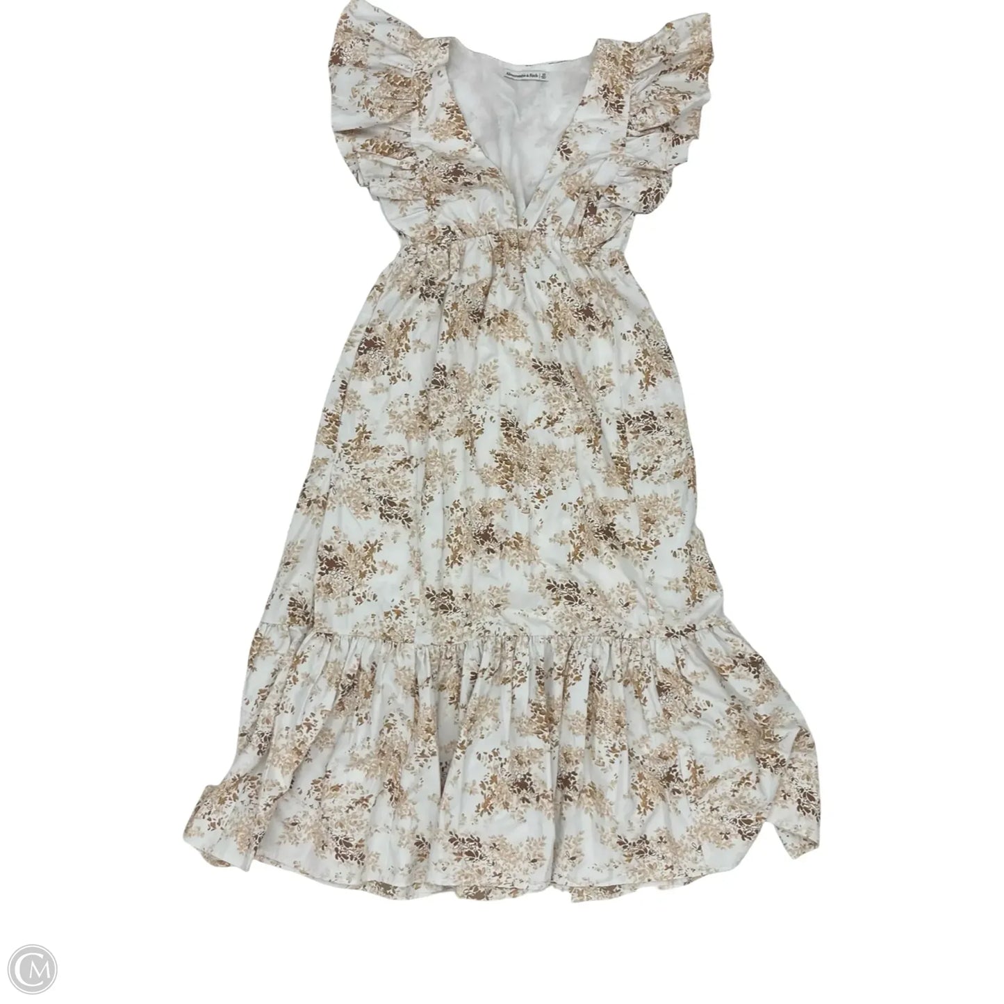 Dress Party Midi By Abercrombie And Fitch In Brown & Cream, Size: Xs