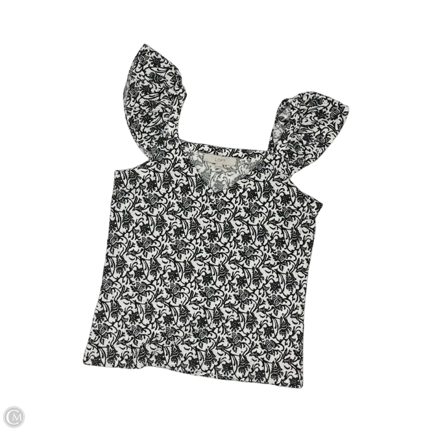Blouse Short Sleeve By Loft In Black & Cream, Size: S