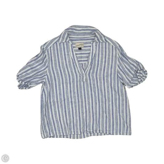 Blouse Short Sleeve By Universal Thread In Blue & Cream, Size: Xs
