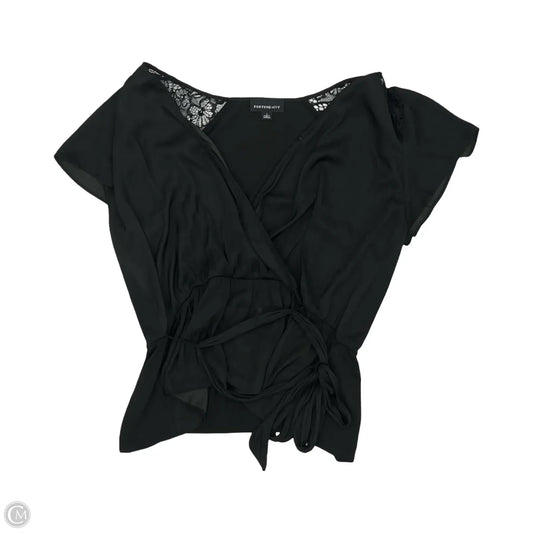 Blouse Short Sleeve By Fortune & Ivy In Black, Size: L