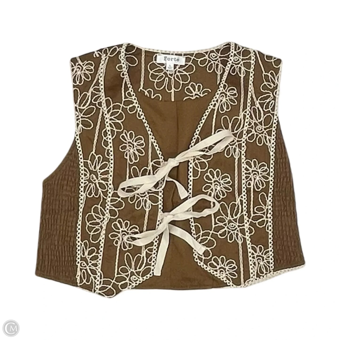 Vest Other By Clothes Mentor In Brown & Cream, Size: L