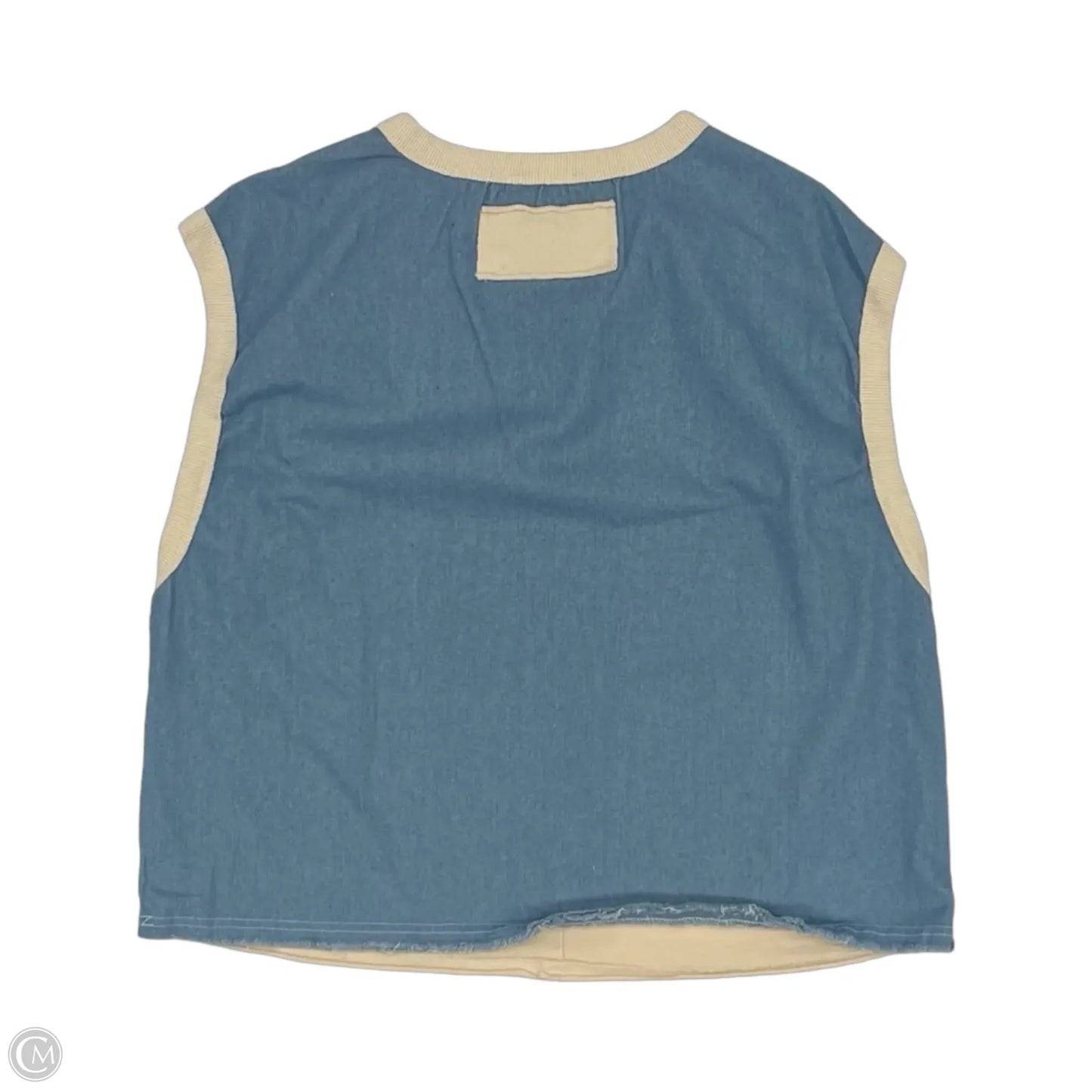 Top Sleeveless By Oddi In Blue & Cream, Size: M