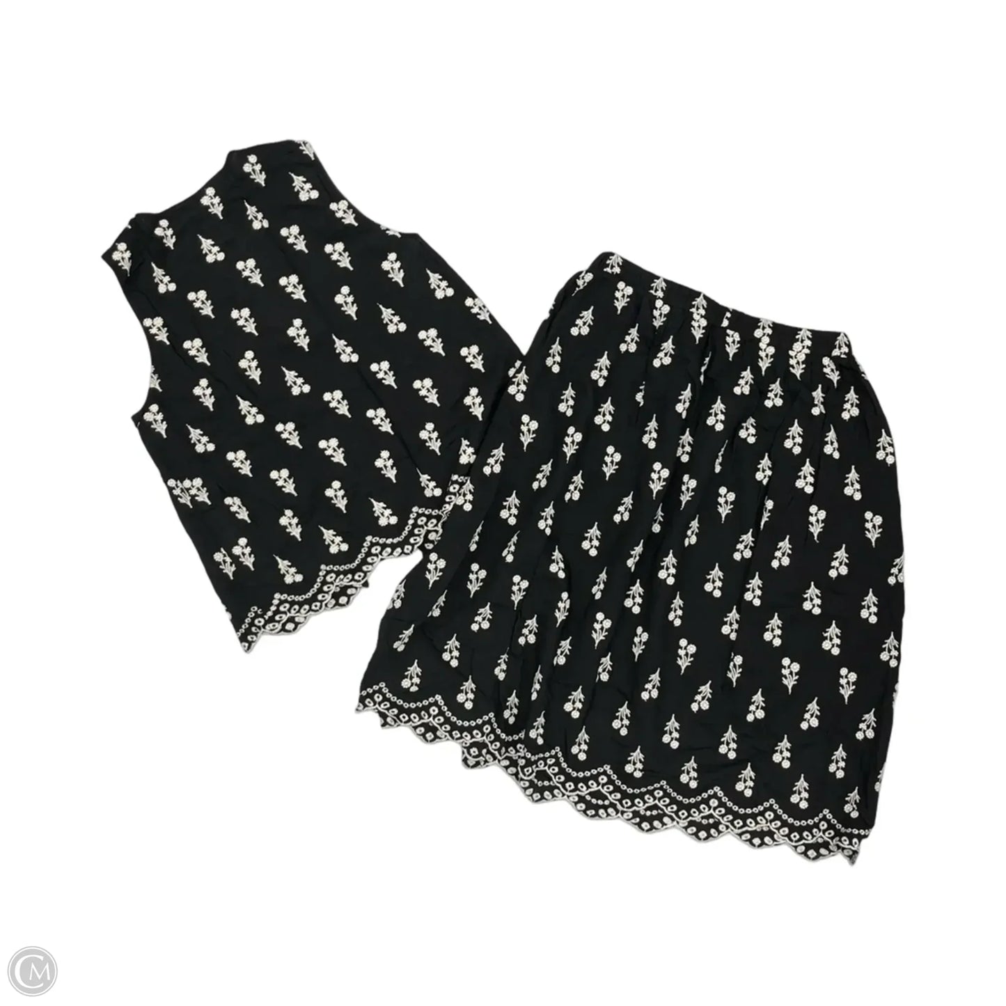 Skirt Set 2pc By Oddi In Black & Cream, Size: L